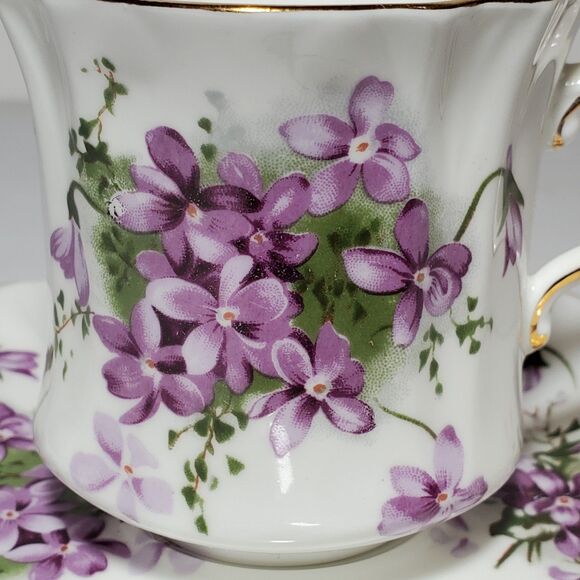 Hammersley Teacup and Saucer Victorian Violets Purple Vintage - Picture 3 of 8